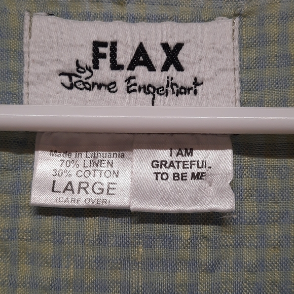 Flax by Jeanne Engelhart Linen Dress (Large) Green - Picture 3 of 5